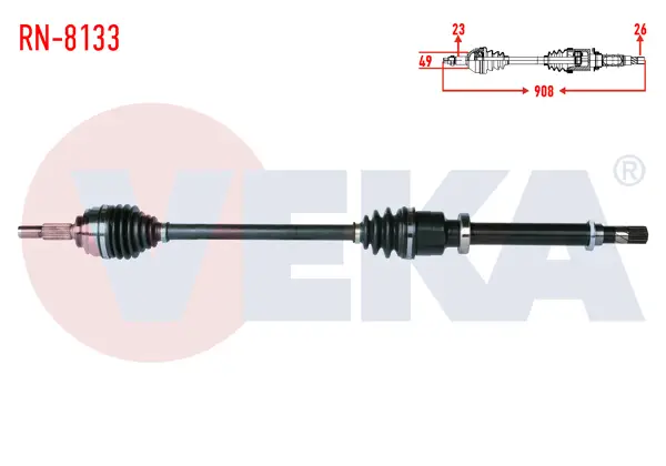 Komple Aks Sağ On Renault Clio IV 1.2 16V Uzunluk 908mm 2012 -