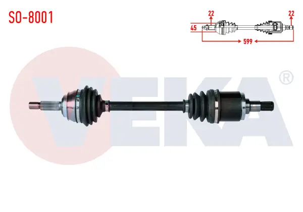 Komple Aks Sol Ön Skoda Favorit 135 1.3 Uzunluk 599mm 1989-1994