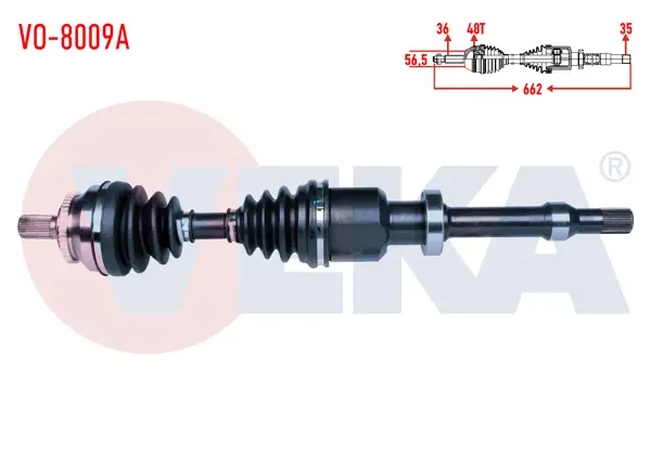 Komple Aks Sağ On Volvo S80 I (Ts, Xy) 2.8 T6 A-T ABS li 48 Dıs Uzunluk 662 1998-2006
