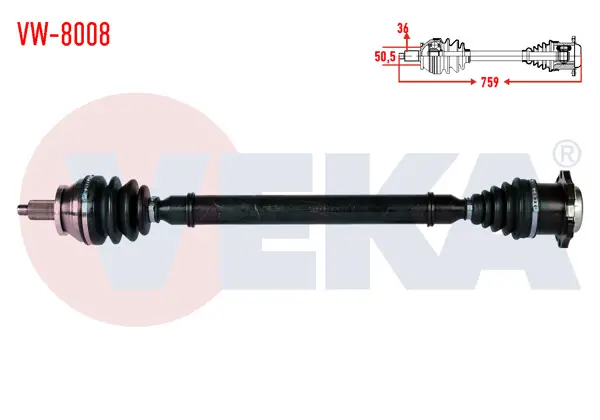 Komple Aks Sağ On Volkswagen Polo (9N_) 1.4 TDI M-T Uzunluk 759mm 2001-2012