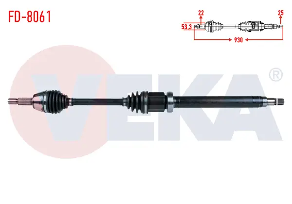Komple Aks Sağ On Ford Fiesta V 1.6İ 16V A-T Uzunluk 930mm 2001-2008