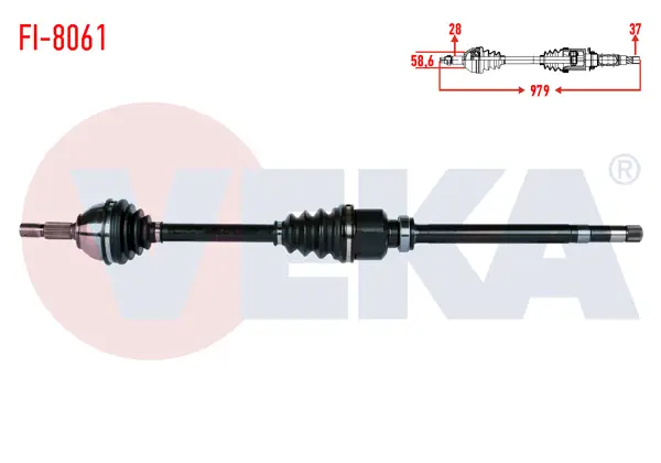 Komple Aks Sağ On Uzunluk 979mm Fiat Scudo (270) 2.0 Mjt 2007-/ Peugeot 407 Sw 2.0 HDI 2004-2010