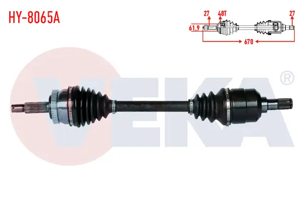 Komple Aks Sol Ön Hyundai Tucson (Jm) 2.0 CRDI ABS li 48 Dıs A-T Uzunluk 670mm 2004-2010