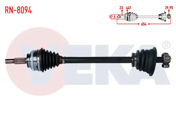 Komple Aks Sol Ön Renault Megane I (Ba0 / 1) 1.9 Dt ABS li 44 Dıs Uzunluk 654mm 1996-2003