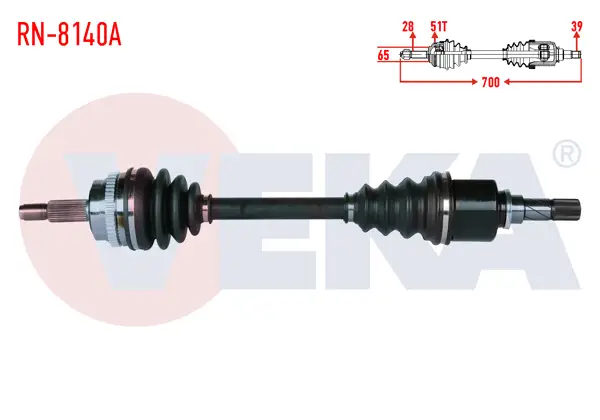 Komple Aks Sol Ön Renault Master II (Fd) 2.5 DCI ABS li 51 Dıs 28X39 Uzunluk 700mm 2006-2010