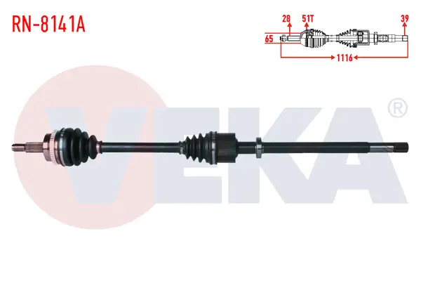 Komple Aks Sağ On Renault Master II (Fd) 2.5 DCI ABS li 51 Dıs 28X39 Uzunluk 1116 mm 2006-2010