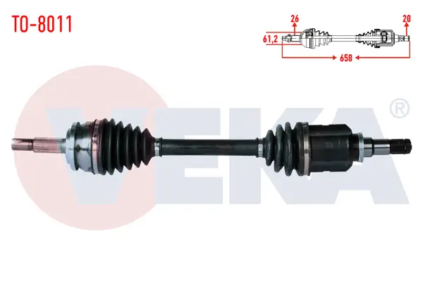 Komple Aks Sol On Uzunluk 658mm Toyota Corolla 1.4 D-4D M-T 2012-2018 / Auris (Nze18,Zre18) 1.4 D-4D M-T 2012-2018