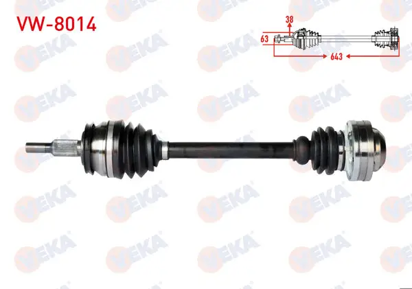 Komple Aks Sol Ön Uzunluk 645mm Volkswagen Transporter V (7Ha,7Hh,7Ea,7Eh) 1.9 TDI, 2.0 TDI 2003-2011