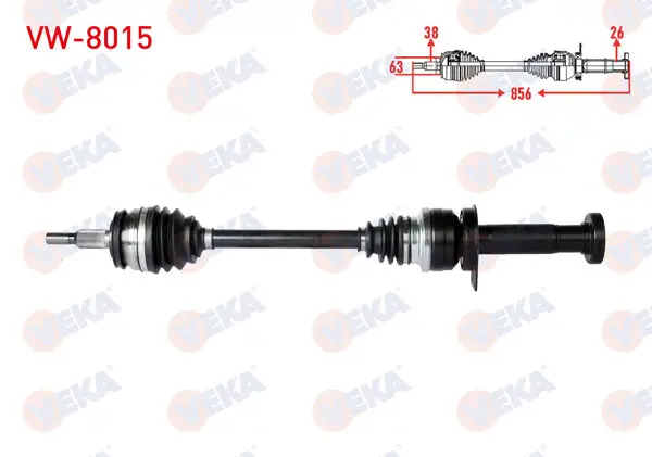 Komple Aks Sağ On Uzunluk 858mm Volkswagen Transporter V (7Ha,7Hh,7Ea,7Eh) 1.9 TDI 2003-2011