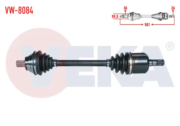 Komple Aks Sol Ön Uzunluk 581mm Volkswagen Golf V 1.6İ A-T 6 İleri 2003-2009 / Golf VI 1.6İ A-T 2008-2013