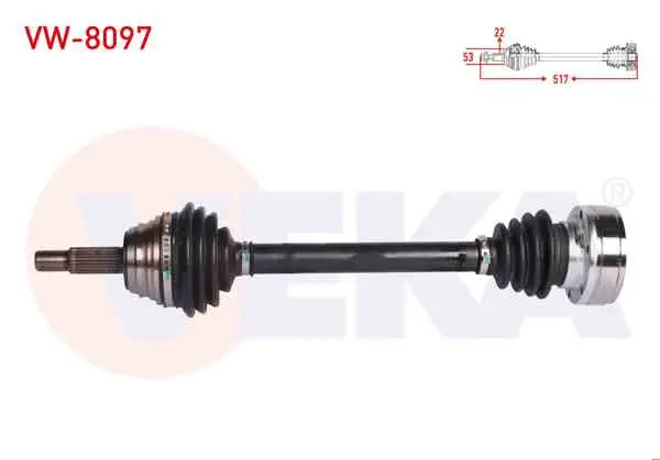 Komple Aks Sol Ön Volkswagen Polo (6N1) 1.6 Uzunluk 517 mm 1994-1999