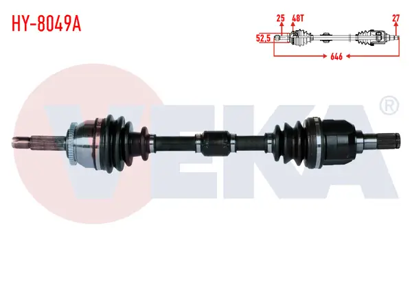 Komple Aks Sol On Abslı 48 Dıs Uzunluk 646mm Hyundai Accent Blue 1.6 CRDI 4 İleri A-T 2012-/ i20 1.4 CRDI M-T 2008-2015