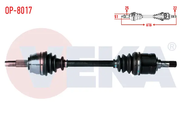 Komple Aks Sol Ön Uzunluk 616mm Opel Corsa D 1.3 CDTI (Dtj) 2006-2014 / Chevrolet Aveo 1.4 2011 -