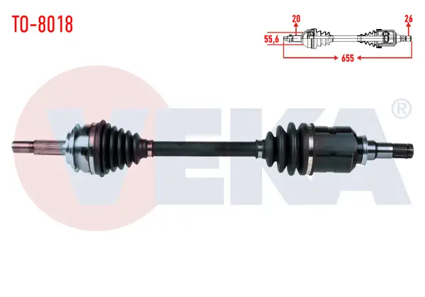Komple Aks Sol Ön Toyota Yaris (P9) 1.4 D-4D M-T Uzunluk 655mm 2006-2010