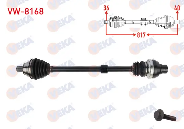 Komple Aks Sağ On Uzunluk 817mm Volkswagen Golf 2017-2020 / T-Roc 2019-/ Skoda Octavia 2017-2020 / 1.5 TSI