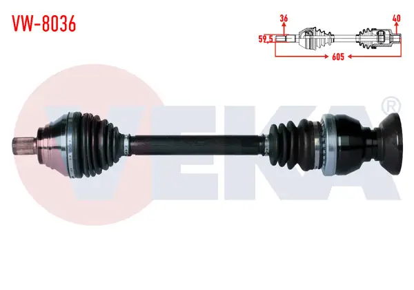 Komple Aks Sağ On Uzunluk 605mm Volkswagen Tiguan (5N_) 2.0 TDI 6 Vites A-T 4 Motıon 2007-2016