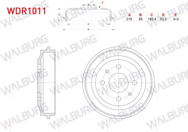 Fren Kampanası Arka 4 Delik 219X59x185,4X53,3 Fiat Uno 70 1.4İ 1994-2000 / Uno 60 1.1 1983-1996