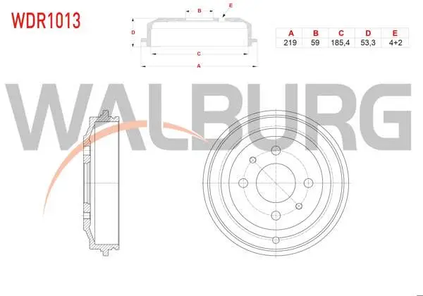 Fren Kampanası Arka 4 Delik 219X59x185,4X53,3 Fiat Palio 1.2İ 16V 1996-2005