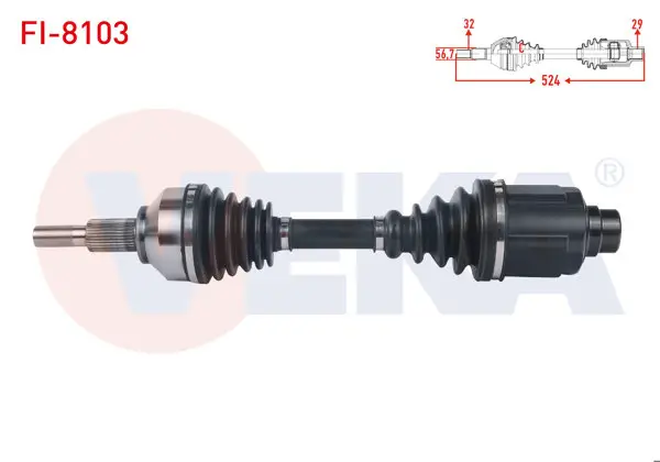 Komple Aks Sağ On Uzunluk 524mm Fiat Freemont 2.0 Mjt A-T 4X4 2011 -