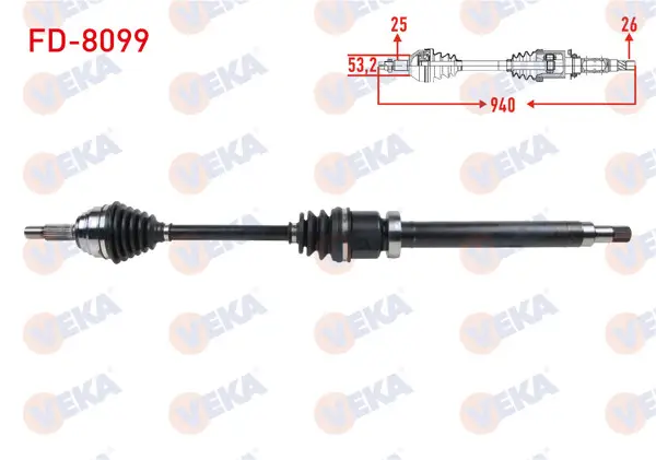 Komple Aks Sağ On Uzunluk 940mm Ford Fiesta VII 1.5 TDCI 2017 -