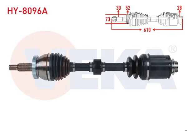 Komple Aks Sağ On ABS li 52 Dıs Uzunluk 610mm Hyundai Santa Fe (Cm) 2.2 CRDI A-T 2006-2012