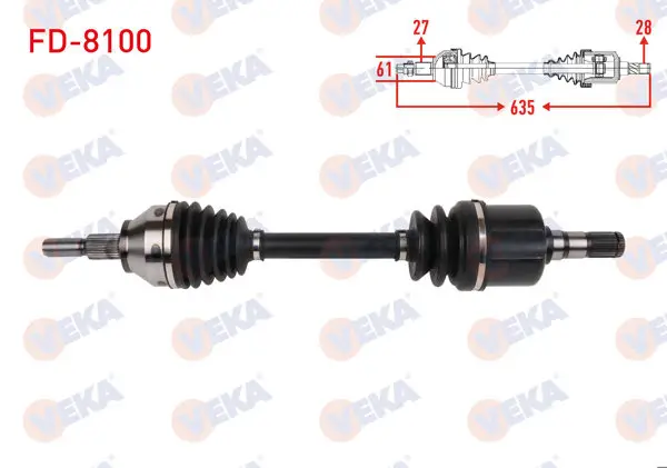 Komple Aks Sol Ön Uzunluk 635mm Ford Transit Connect 1.5 TDCI 6At 2013-/ Tourneo Connect 1.5 TDCI 6At 2013 -