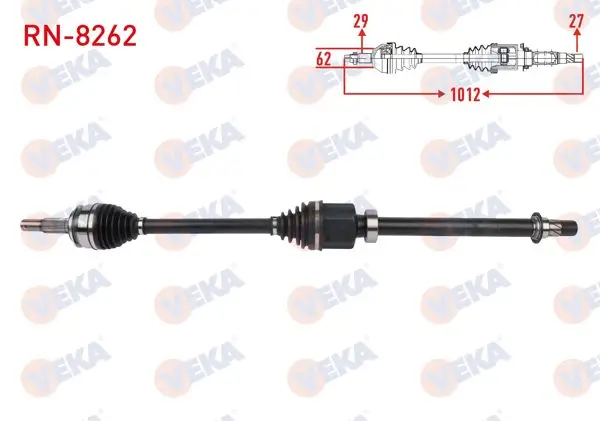 Komple Aks Sağ On Uzunluk 1012mm (7 Vites Çift Kavrama) Renault Kadjar 1.5 Bluedcı 2018-/ Nissan Qashqai II 1.5 DCI 2018 -