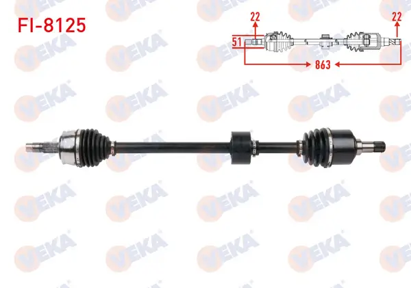 Komple Aks Sağ On Uzunluk 863mm Fiat Idea 1.4 16V 2005 -