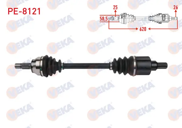 Komple Aks Sol Ön Uzunluk 620mm Peugeot 207 1.6 Vti 2007-2012 / 2008 1.6 Vti 2013 -
