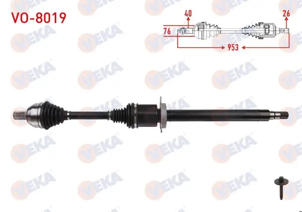Komple Aks Sağ On Uzunluk 953mm Volvo S60 II / V60 I / V70 III D2 A-T 2015 -