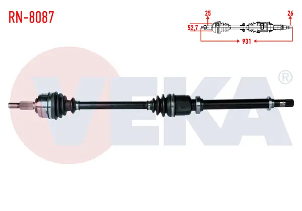 Komple Aks Sağ On Renault Fluence (L30) 1.5 DCI 5 Vites Uzunluk 931mm 2009 -