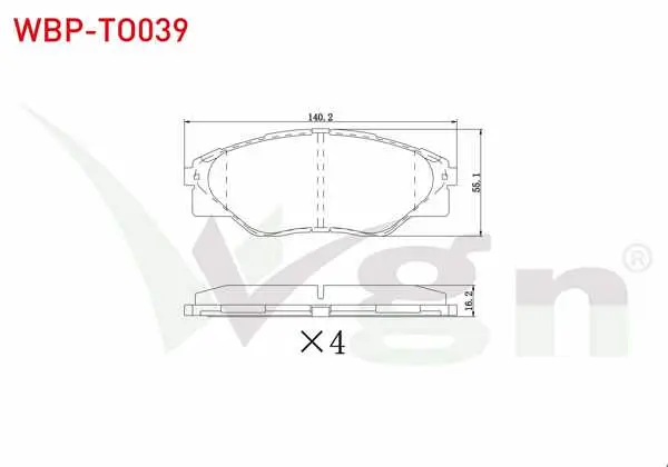 Fren Balata Ön Toyota Hı-Lux Pick Up (Tgn1_, Ggn2_, Ggn1_, Kun2_, Kun1_) 2.5 D-4D 4X2 15.60mm 2005 -