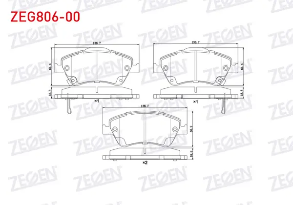 Fren Balata Ön Ikazlı Toyota Corolla 1.4 D 2007-2012 / Corolla 1.4 D-4D 2007-2012 / Corolla 1.33 2007-2012 / Corolla 1.4 Vvt-I 2007-2012 / Auris 1.4 D-4D 2007-2012 / Auris 1.33 Dual-Vvt-I 2007-2012