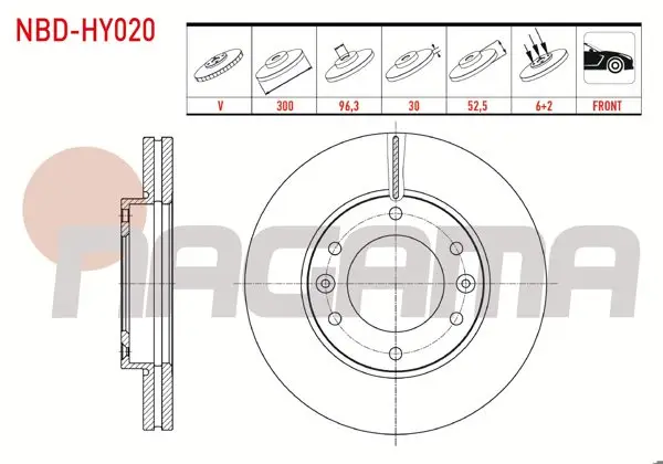 Fren Diski Ön Havalı 6 Bjn 300X30x96,3X52,5 Hyundai H1 2.5 CRDI 2008-