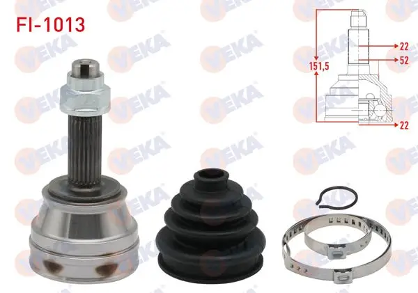 Aks Kafası Sol-Sağ On Dıs Fiat Palio (178Bx) (178Dx) 1.6İ 16V 22X22x52 Uzunluk 149,2 mm 1996-2005