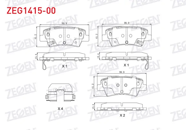 Fren Balata Arka Tel Delikli Hyundai Accent Blue 1.4-1.6 CRDI 2012-/ Elantra 1.6 CRDI-1.6 D-Cvvt 2015-/ i30 1.6 CRDI 2016-/ Kia Rio III 1.4 CRDI 2011-2014 / Ssangyong Tıvolı 1.6, 1.6 Xdı 2015 -