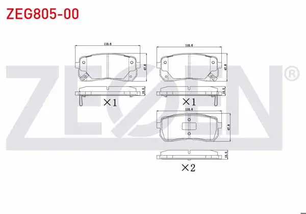 Fren Balata Arka Ikazlı Hyundai H1 Starex 2.5 CRDI 170 Hp 2008-/ Kia Carnıval III 2.9 CRDI 2006-/ Hyundai Ix55 3.0 CRDI 2010 -