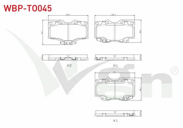 Fren Balata Ön Toyota Hı-Lux Pick Up (_N_) 2.4 D 1983-2005 / Hı-Lux Pick Up (_N_) 2.5 D 1983-2005 / Land Cruiser 80 (_J8_) 4.2 D 1990-1997 / Land Cruiser 90 (_J9_) 3.0 D 1996-2002