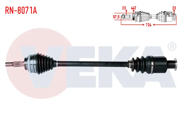 Komple Aks Sağ On Renault Kangoo (Kc0 / 1) 1.5 DCI Kalın Freze ABS li 44 Dıs Uzunluk 724mm 1998-2008