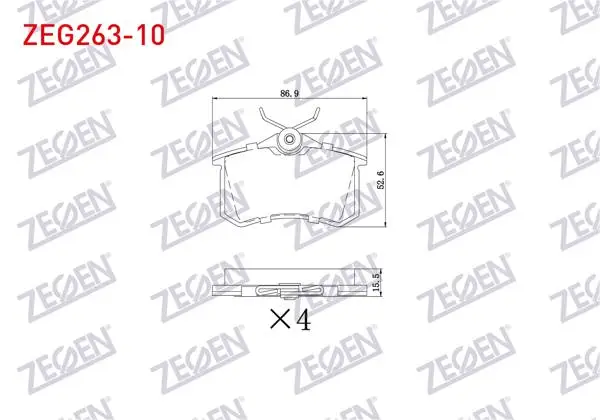 Fren Balata Arka 15,5mm Golf IV-V-VI / Jetta V-VI / Polo III-IV-V-VI / Caddy III / Clio III / Megane III-IV / 207 / 208 / 307 / 308 / Partner / C3 II-III / C4 II / A3 II / A4 II-III / A6 II / Leon II-III / Ibiza III-IV / Crossland
