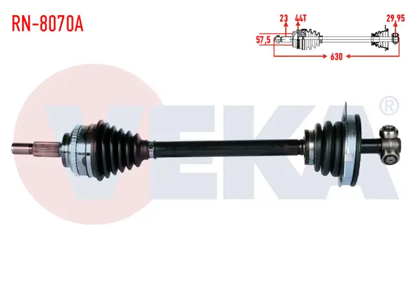Komple Aks Sol Ön Renault Kangoo (Kc0 / 1) 1.5 DCI Kalın Freze ABS li 44 Dıs Uzunluk 630 mm 1998-2008