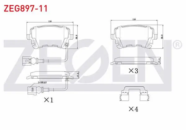 Fren Balata Arka Fişli Volkswagen Transporter V (7Ha,7Hh,7Ea,7Eh) 1.9 TDI 2003-2011 / Transporter V (7Ha,7Hh,7Ea,7Eh) 2.5 TDI 2003-2011