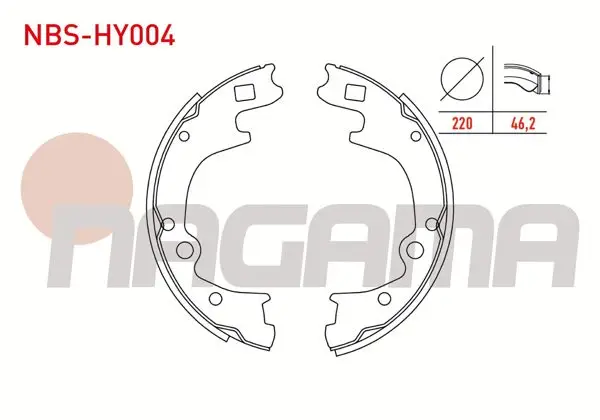 Fren Pabuç Balata Arka 220X46,2mm Hyundai H100 2.5 D Kamyonet 1993-2004