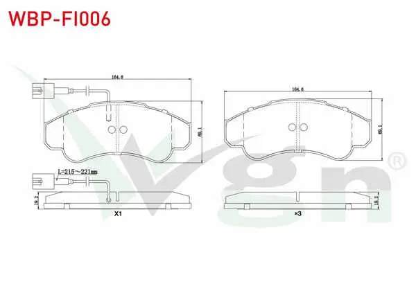 Fren Balata Ön Fişli Fiat Ducato (244) 2.3 JTD 2002-2006 / Ducato (244) 2.8 JTD 2002-2006 / Citroen Jumper II 2.8 HDI 2002-2006 / Peugeot Boxer II 2.0 HDI 2002-2006 / Boxer II 2.8 HDI 2002-2006