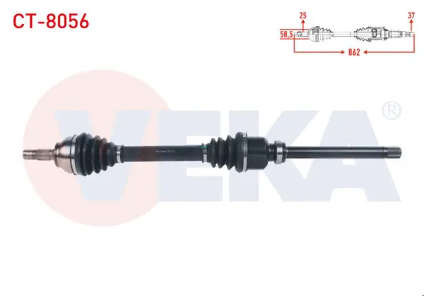 Komple Aks Sağ On Uzunluk 862mm C3 Aircross 1.2 Puretech-C3 III 1.2 2016-/ Ds3 II 1.2 Thp 2014-/ 2008 1.2 Puretech 2013-/ 208 1.6 HDI 2012 -
