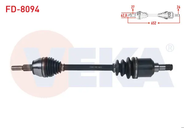 Komple Aks Sol Ön Uzunluk 652mm Ford Transit Connect 1.6 TDCI 5 M-T Dv6 2013-/ Tourneo Connect 1.6 TDCI 5 M-T V408 Dv6 2013 -