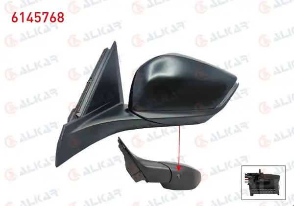 Dış Dikiz Aynası Sol Elektrikli Isıtmalı Otomatik Katlanır Sinyalli Alt Aydınlatmalı Kör Noktalı 10 Pin Opel Astra L 2021-/ Peugeot 308 III / 308 Sw III 2021-/ 408 II 2022 -