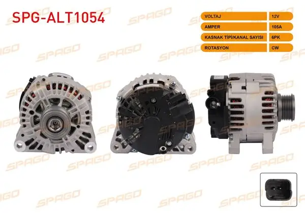 Alternatör 12V 150A 6Pk (Alt8732) Berlingo Jumpy C3 C4 C5 / Partner 308 508 2008 3008 (1.6 2.0 HDI Araclar İçin)