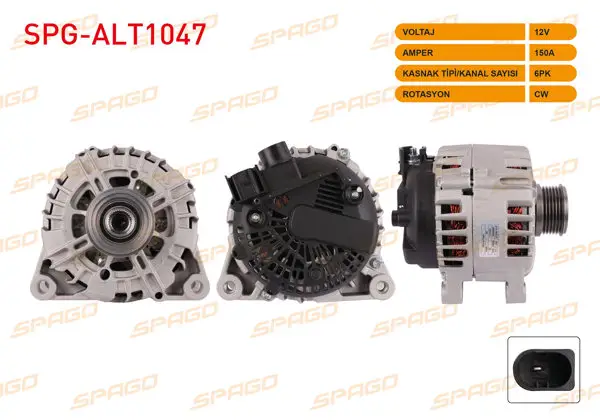 Alternatör 12V 150A 6Pk (Alt8128) Focus III-Fiesta VI-Connect 13-/ Volvo S40 S60 S80 (1.5 1.6 Dizel Araclar İçin)