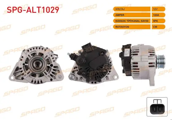 Alternatör 12V 120A 5Pk (Alt8920) Accent 02-10- i30 07-12 / Rio 05-11-Ceed 06-12 (Dizel Araclar İçin)